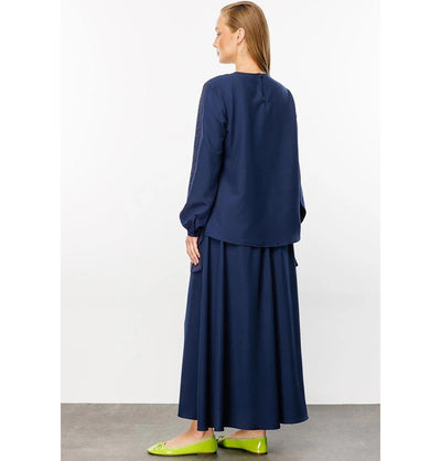 Modefa Modest Clothing Set Modest Women’s Fashion Swing Tunic with Skirt - 241802 - Navy Blue