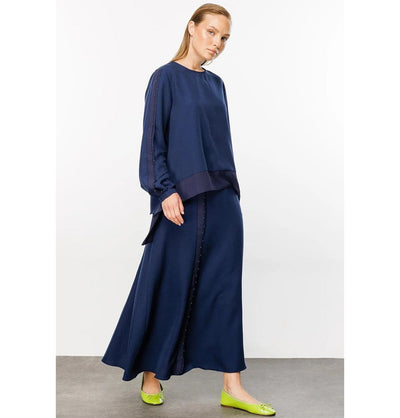 Modefa Modest Clothing Set Modest Women’s Fashion Swing Tunic with Skirt - 241802 - Navy Blue