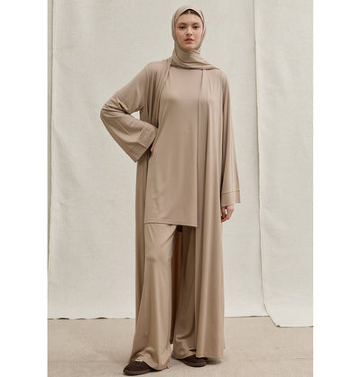 knee length dresses for ladies Modest Muslim Woman's Empire Waist Shimmery Tulle Dress - 36229 main image 1