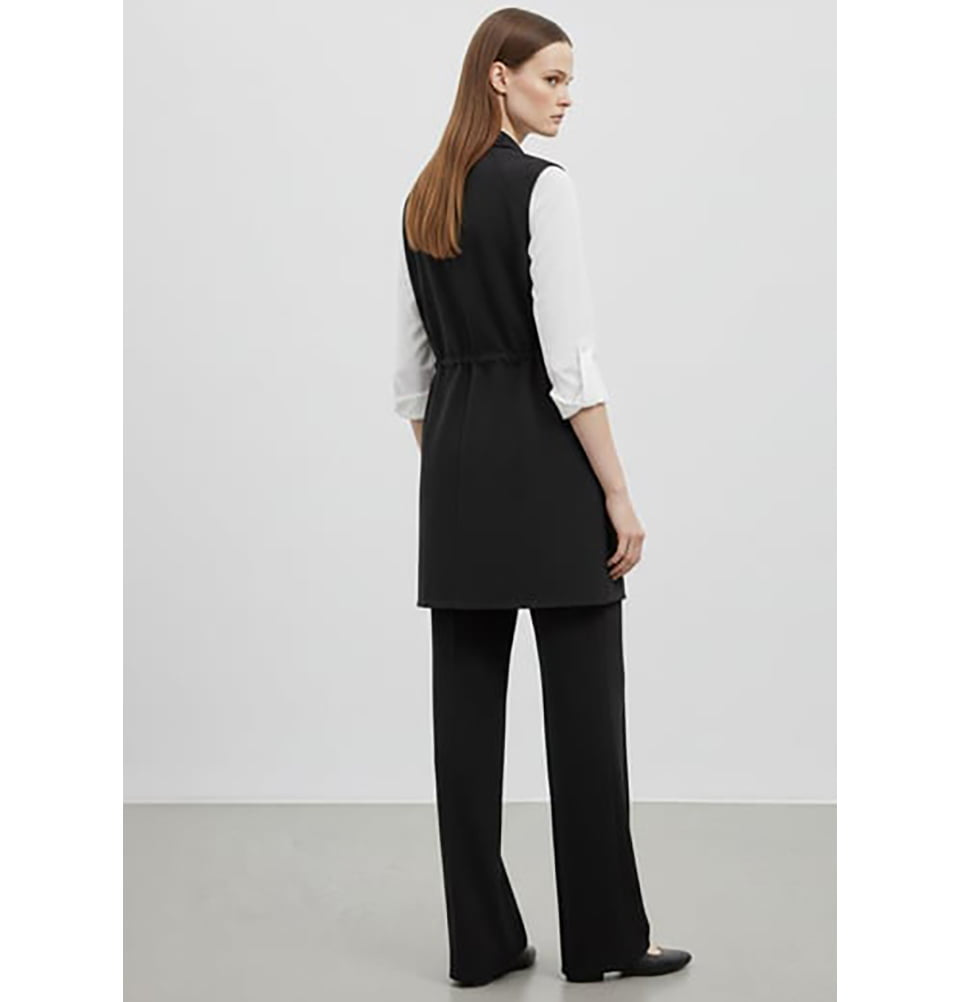 Women's Women's Zip-Up Vest and Trousers Set - 14432 Black