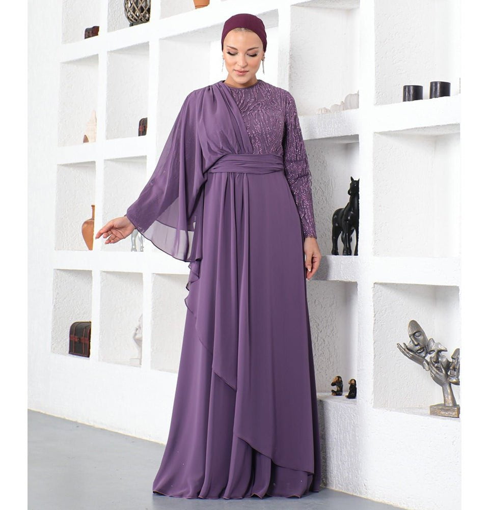 Modefa Modest Formal Cape Dress G569 - Purple