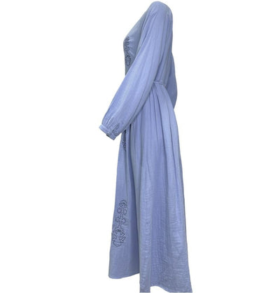 Modefa Modest Women's Cotton Dress 28302 - Blue