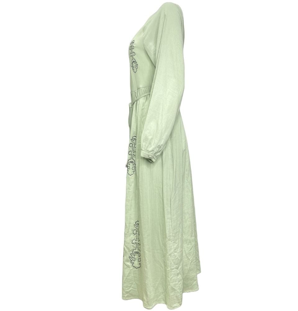 green emerald velvet dress Modest Women's Cotton Dress 28302
