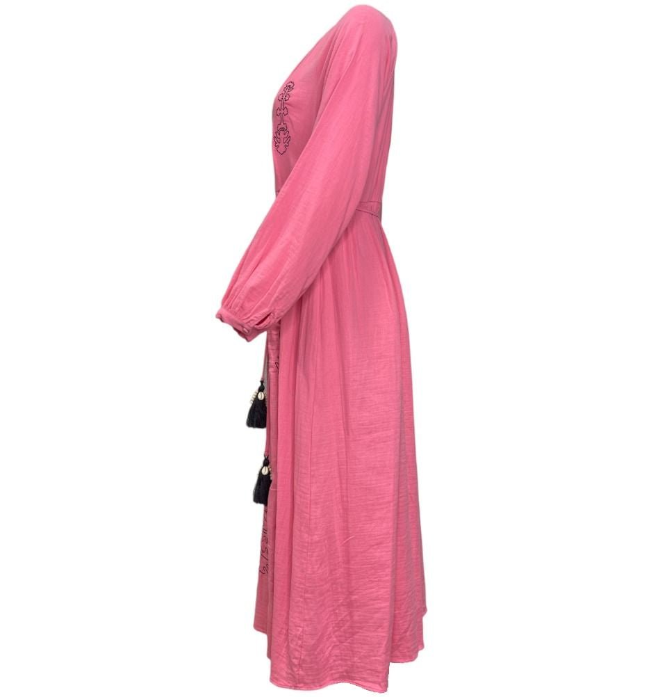 Modest Women's Cotton Dress 28302 - Pink Modest Women's Cotton Dress 28302 - Pink