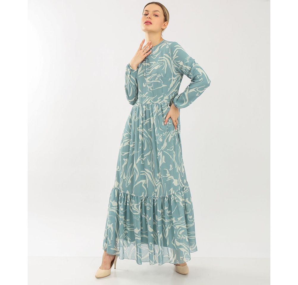 Modefa Modest Women's Dress Abstract 70108 - Mint