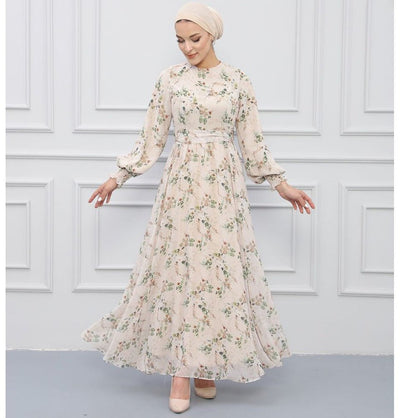 Modefa Modest Women's Dress Dainty Floral 7999-31 - Green