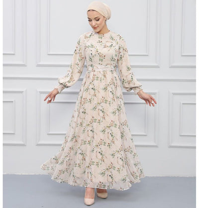 Modefa Modest Women's Dress Dainty Floral 7999-31 - Green