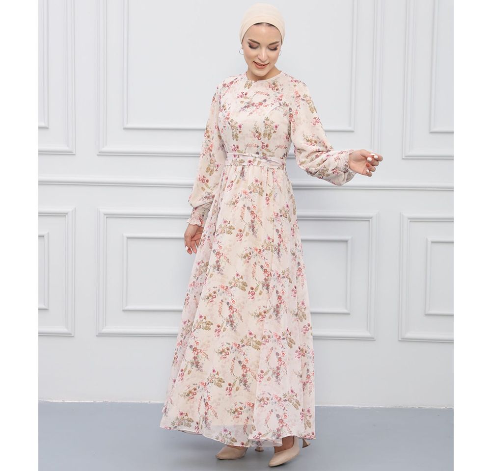 Modefa Modest Women's Dress Dainty Floral 7999 - Pink