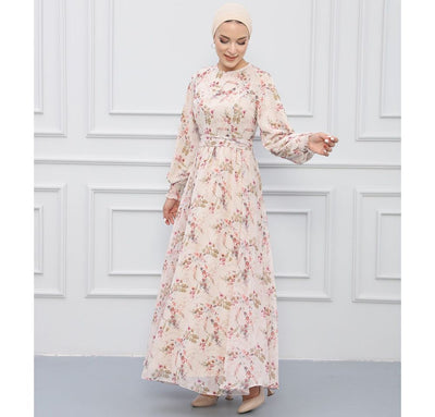 Modefa Modest Women's Dress Dainty Floral 7999 - Pink