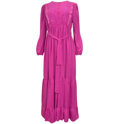 Modefa Modest Women's Dress Dainty Floral - Hot Pink
