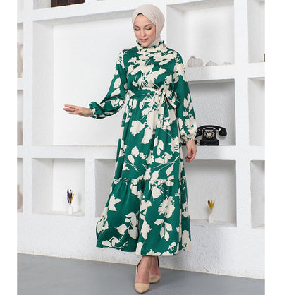 Modefa Modest Women's Dress Floral 9328 - Green