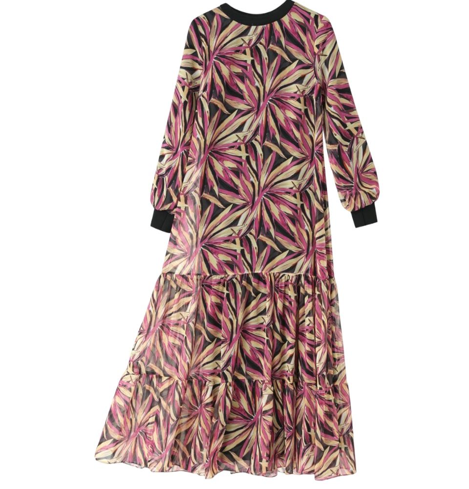Modefa Modest Women's Dress Palm Trees M12459 - Black