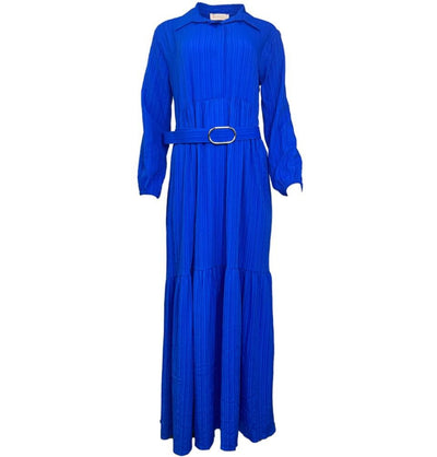 Modefa Modest Women's Dress - Striped Blue