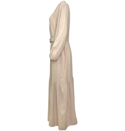 Modefa Modest Women's Dress - Striped Cream