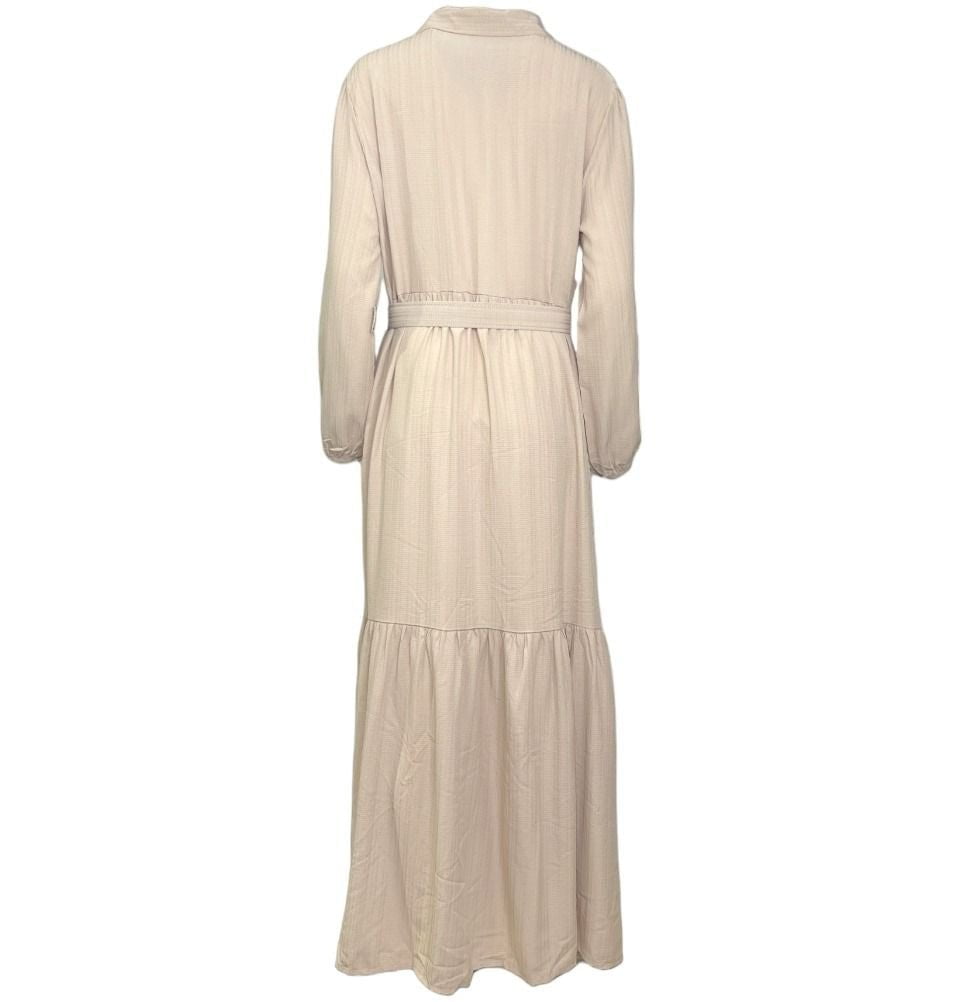 Modefa Modest Women's Dress - Striped Cream