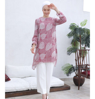Modefa Modest Women's Formal Leaf Tunic 5794-B47 - Pink