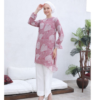 Modefa Modest Women's Formal Leaf Tunic 5794-B47 - Pink