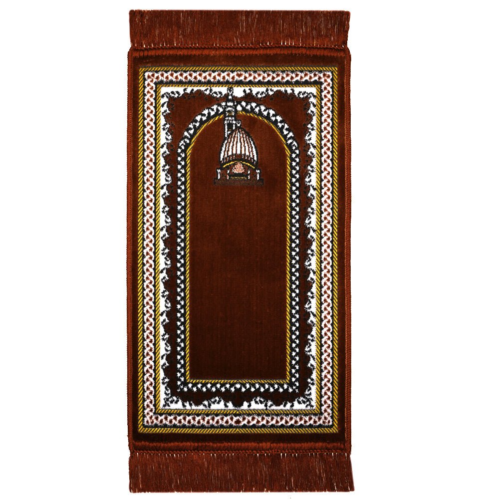 Modefa MSQ1 Orange Child Velvet Islamic Prayer Rug - Mosque Dome MSQ1 Orange