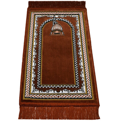 Modefa MSQ1 Orange Child Velvet Islamic Prayer Rug - Mosque Dome MSQ1 Orange