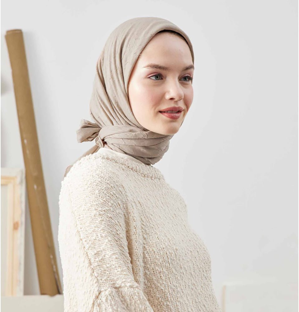 Modefa Muted Beige Bamboo Viscose Square Summer Hijab - Muted Beige