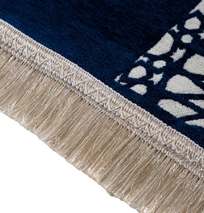 Modefa Navy Chenille Foam Prayer Rug - Mustaqim Navy