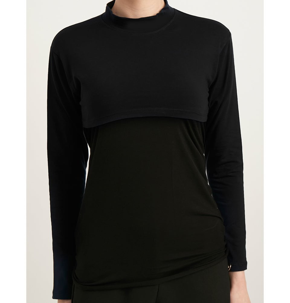 Premium Cotton Long Sleeve Neck Cover - Black