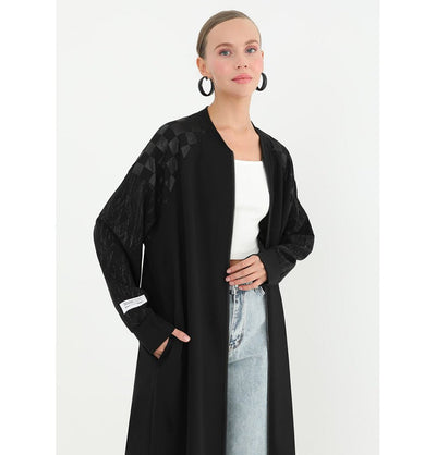 Modefa Outerwear Modern Muslim Women's Long Lightweight Bomber Cardigan - 15162 Black
