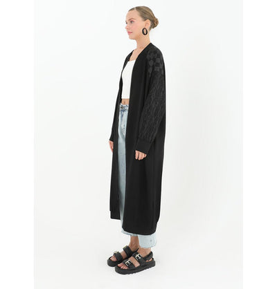 Modefa Outerwear Modern Muslim Women's Long Lightweight Bomber Cardigan - 15162 Black