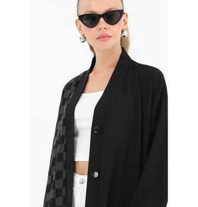 Modefa Outerwear Modern Muslim Women's Long Lightweight Button Up Cardigan - 15161 Black