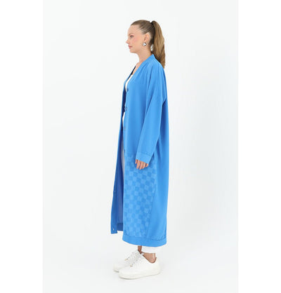 Modefa Outerwear Modern Muslim Women's Long Lightweight Button Up Cardigan - 15161 Blue