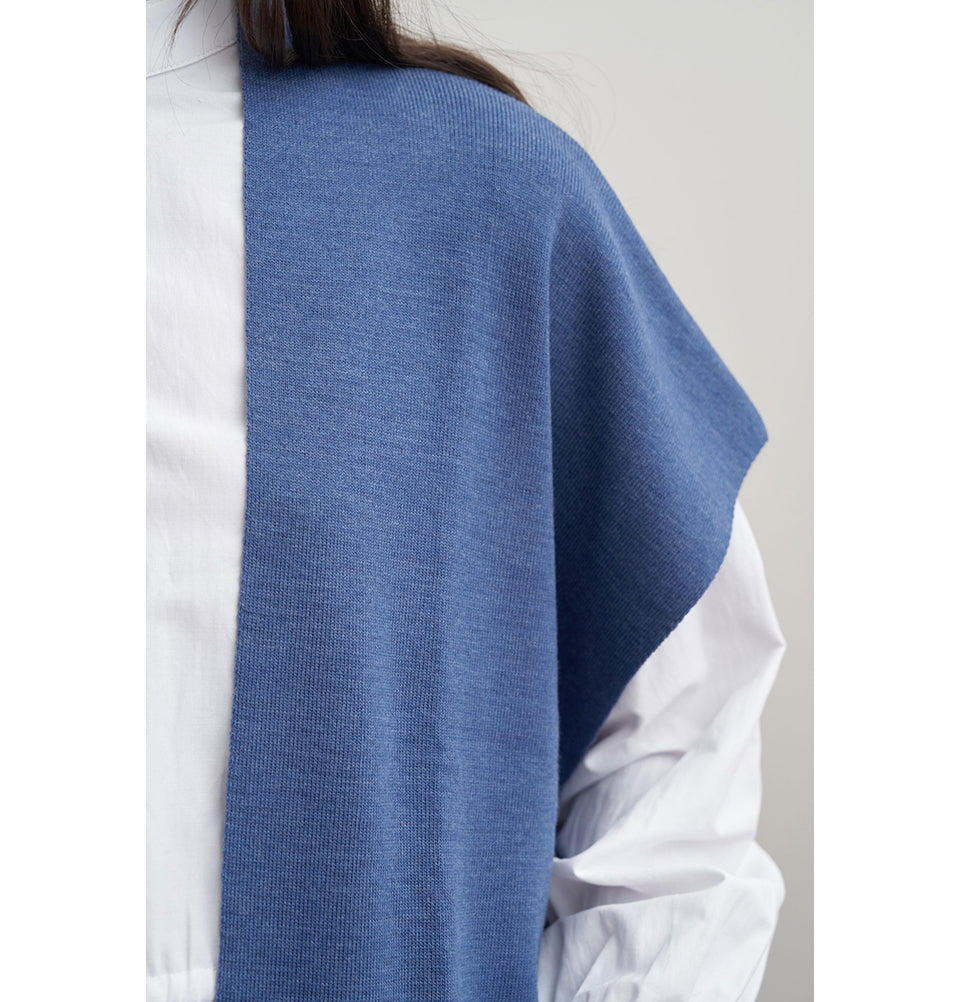 Modern Muslim Women's Pocketed Long Knit Vest - 90016 Indigo