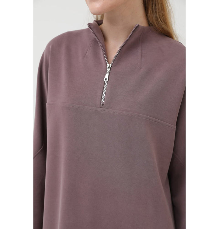 トップス MA deshabille RABAT Modest Muslim Women's 1/4 Zip Pullover - 10611 Rose