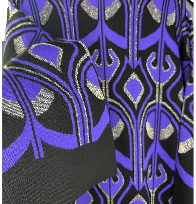 Modefa Outerwear Modest Muslim Women’s Abstract Turkish Tulip Long Knitted Cardigan - Black & Purple