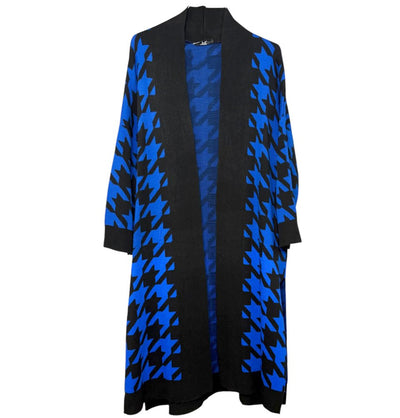 Modefa Outerwear Modest Muslim Women’s Chevron Long Knitted Cardigan - Black and Blue