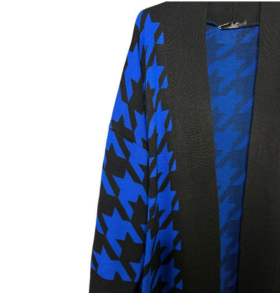 Modefa Outerwear Modest Muslim Women’s Chevron Long Knitted Cardigan - Black and Blue