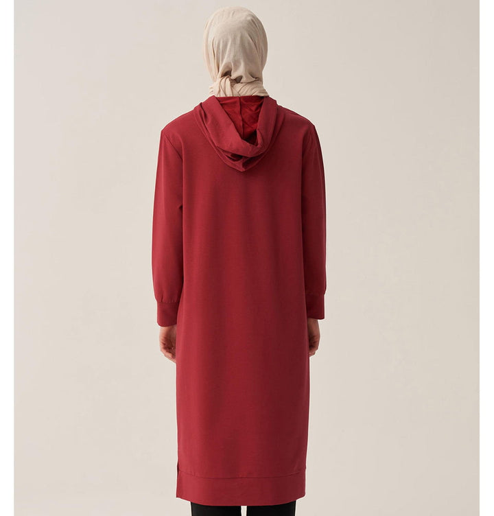 Modest Muslim Women's Hooded Comfortable Tunic - 50083 Red Modest Muslim Women's Hooded Comfortable Tunic - 50083 Red