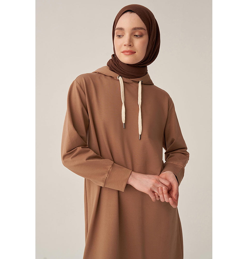 Modest Muslim Women's Hooded Comfortable Tunic - 50083 Taupe