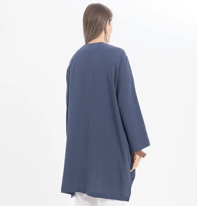 Modefa Outerwear Modest Muslim Women’s Muslin Cotton Cardigan - M85053 Indigo Blue