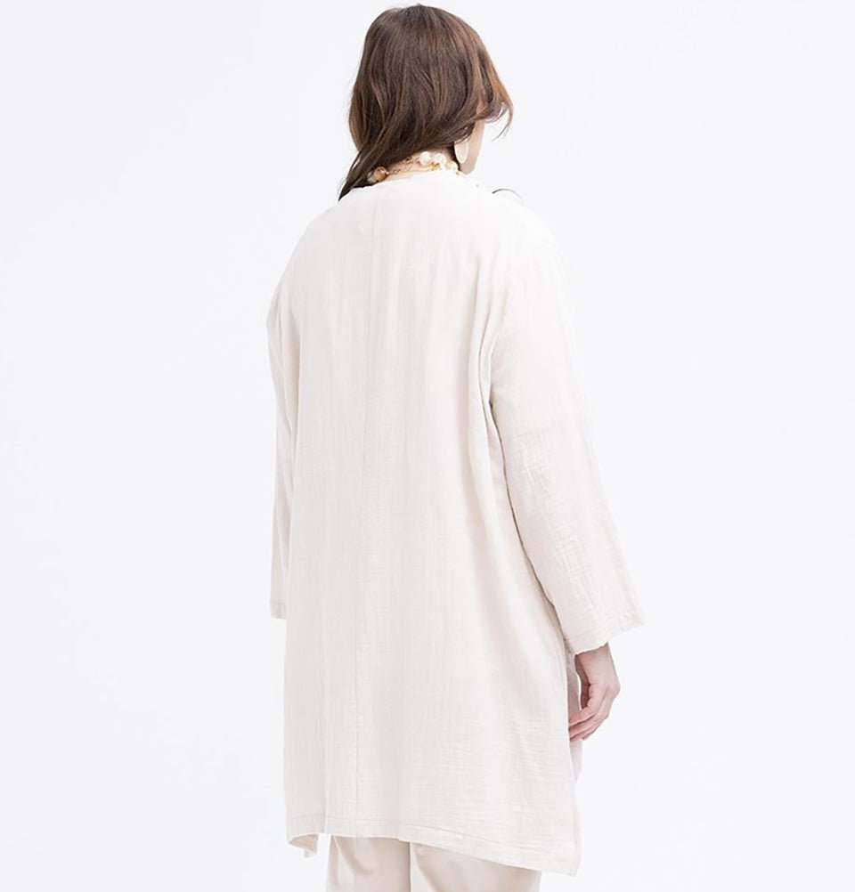 Modefa Outerwear Modest Muslim Women’s Muslin Cotton Cardigan - M85053 Stone Beige