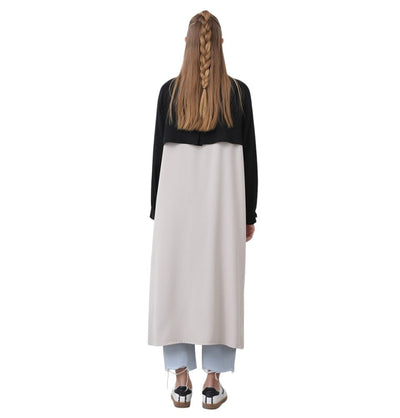 Modefa Outerwear Muslim Women's Two Tone Lightweight Zip-up Jacket - 15200 Beige