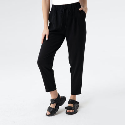 Modefa Pant Modern Muslim Women's High Waisted Tapered Casual Pants - 18102 Black