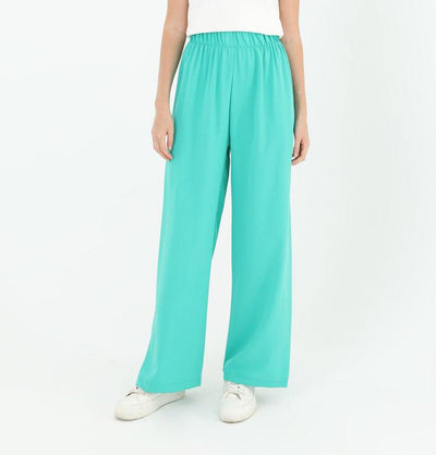 Modefa Pant Modern Muslim Women's High Waisted Wide Legged Pants - 18103 Aqua Green