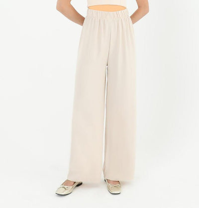 Modefa Pant Modern Muslim Women's High Waisted Wide Legged Pants - 18103 Beige