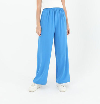 Modefa Pant Modern Muslim Women's High Waisted Wide Legged Pants - 18103 Blue
