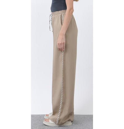 Modefa Pant Modern Muslim Women's Linen Casual Wide Leg Drawstring Pants - M32342 Mink