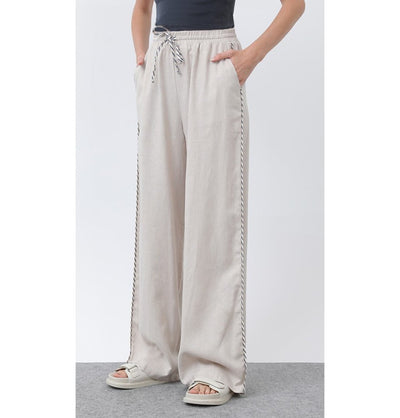 Modefa Pant Modern Muslim Women's Linen Casual Wide Leg Pants - M32342 Beige