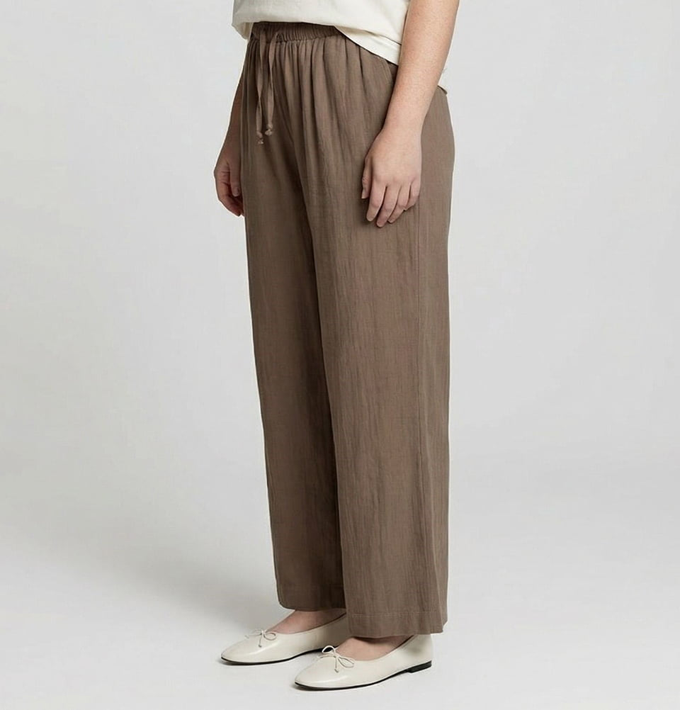 Women's Muslin Wide Leg Pants MS76032 - Mink