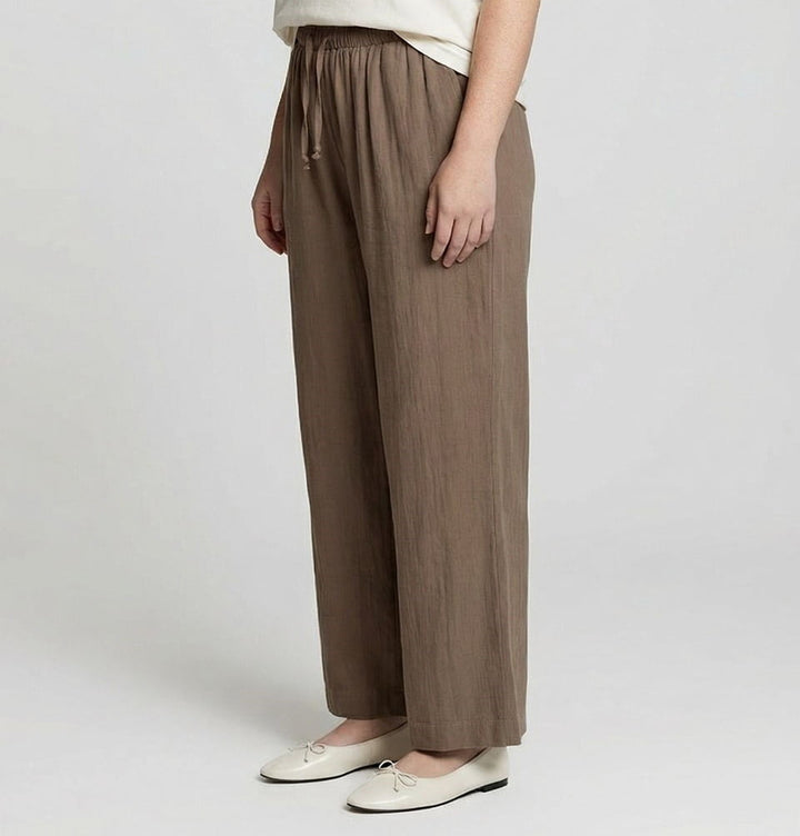 Women's Muslin Wide Leg Pants MS76032 - Mink