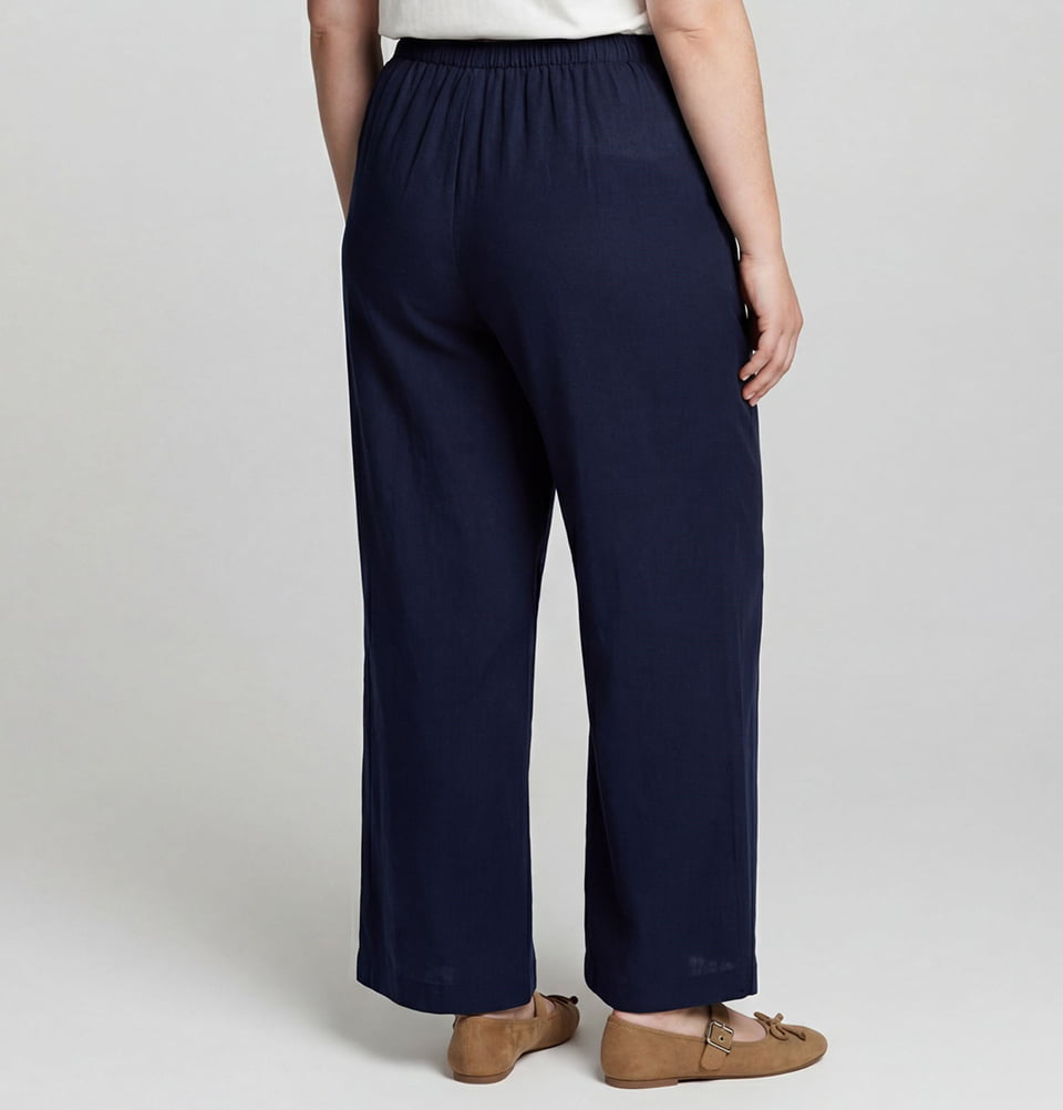 Women's Muslin Wide Leg Pants MS76032 - Navy Blue