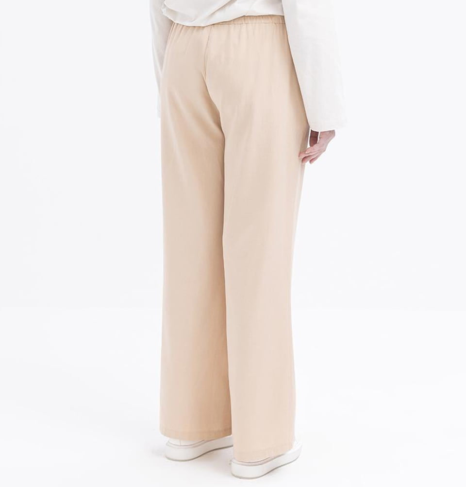 Women's Plus Size Linen Wide Leg Pants - 77125 Beige